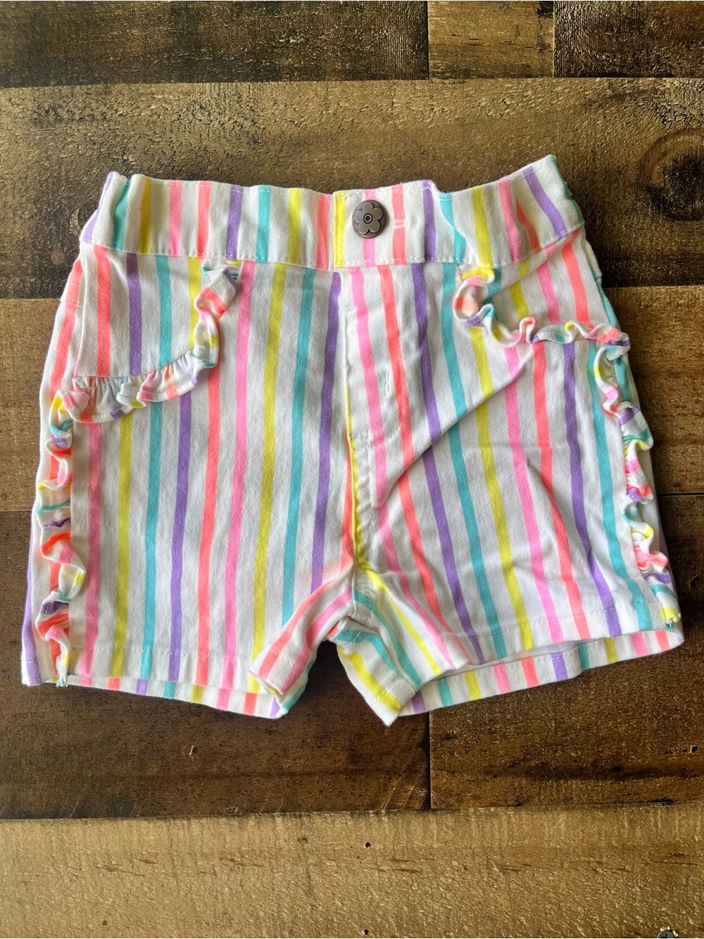 Garanimals Baby Girl Rainbow Stripe Ruffle Shorts | 18M